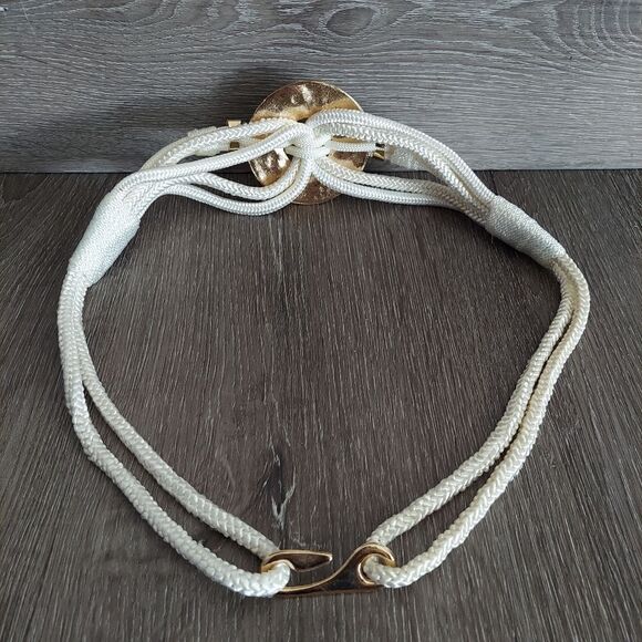 Vintage Rope Knotted Cream Boho Waist Belt 33" Long - Picture 2 of 6